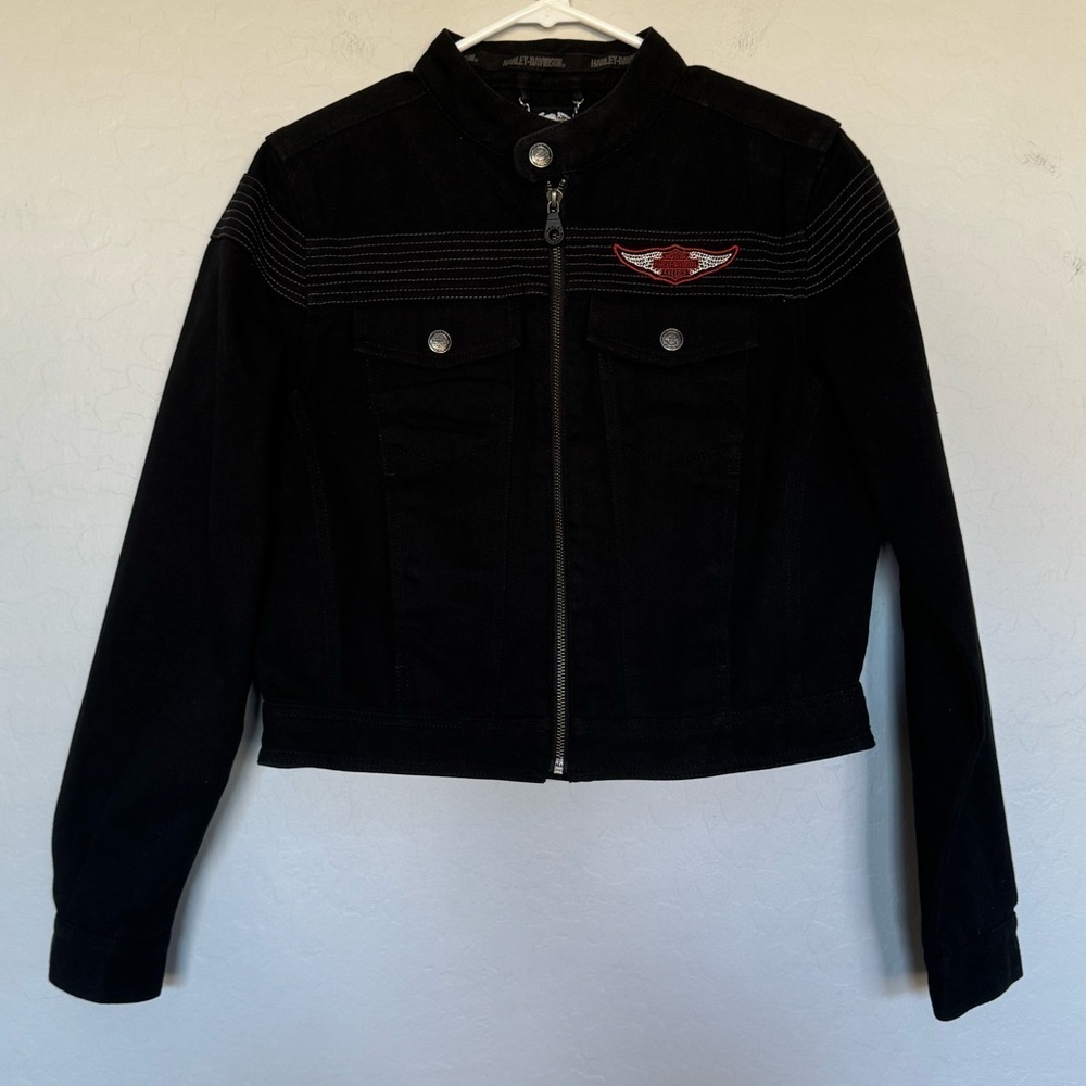 Harley Davidson denim embroidered jacket Women’s size medium